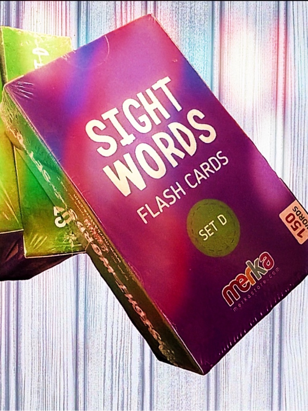 Sight Words Flash Cards Set D - Purple and Green